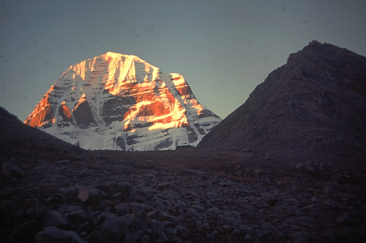 Mount Kailash sunset from Manasarovar lake